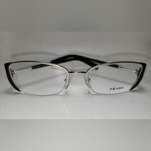 Prada Black and Silver Semi-Rimless Eyeglasses